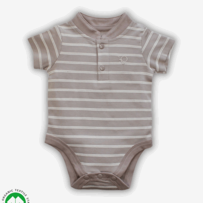 Boys semi front open short sleeve bodysuit in opal grey color with snap crotch.