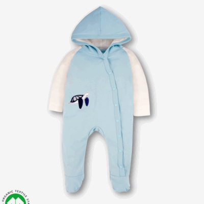 Footed full sleeve Romper/fullsie/onesie hoodie with envelope neck and snaps